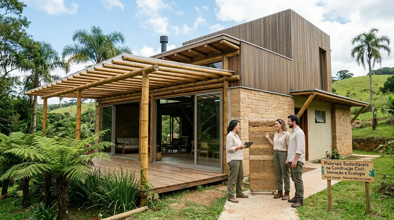 Casa feita com materiais sustentáveis.
